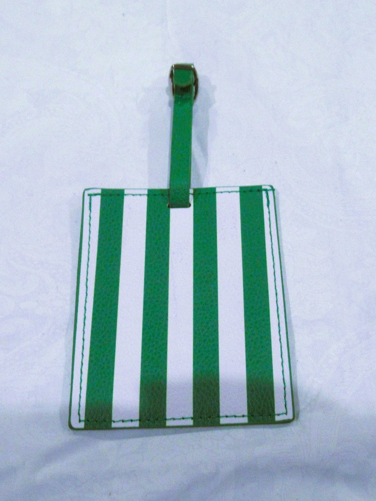 Luxe & Willow Green And White Striped Luggage Tag